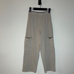 Zara Tan High Waist Elastic Waist Wide Leg Cargo Utility Pants Small Gorpcore
